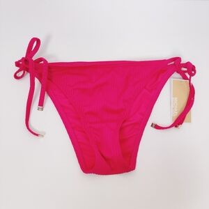 Michael Kors Women's Ribbed Bikini Bottom in Hot Pink Size Large NEW Barbiecore
